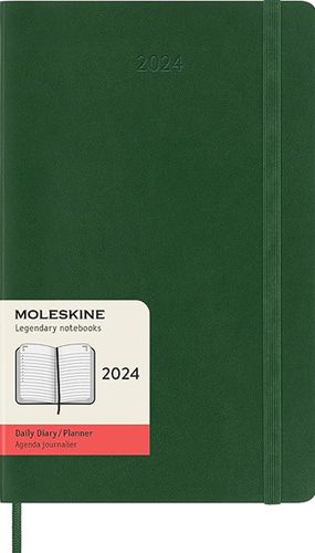 Cover image for Moleskine 2024 Daily Diary - Large Myrtle Green Soft Cover