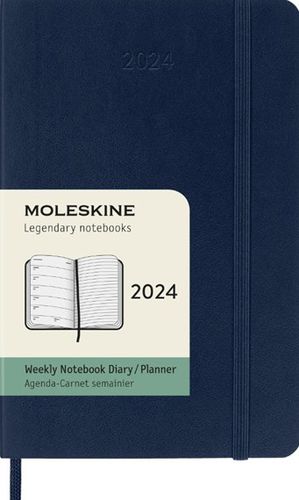 Cover image for Moleskine 2024 Weekly Notebook Diary - Pocket Sapphire Blue Soft Cover
