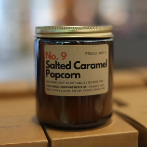 Cover image for No.9 Salted Caramel Popcorn Soy Candle 200g